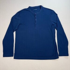 Apujan For Eva Air Henley Shirt Mens L Navy Blue Pajama Lounge Sleepwear Comfort